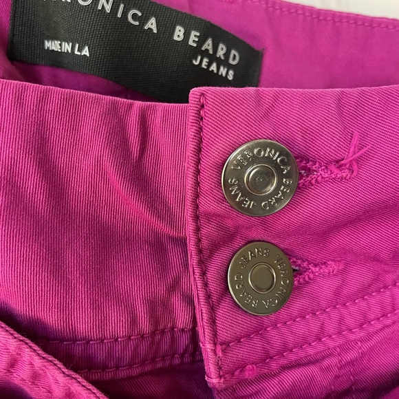 Veronica Beard Belisa Tie-Waist Wide-Leg Cargo Pant Bright Magenta Pink Size 30 - Picture 3 of 8